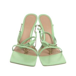 Bottega Veneta Green Heeled Sandals with Strappy Design
